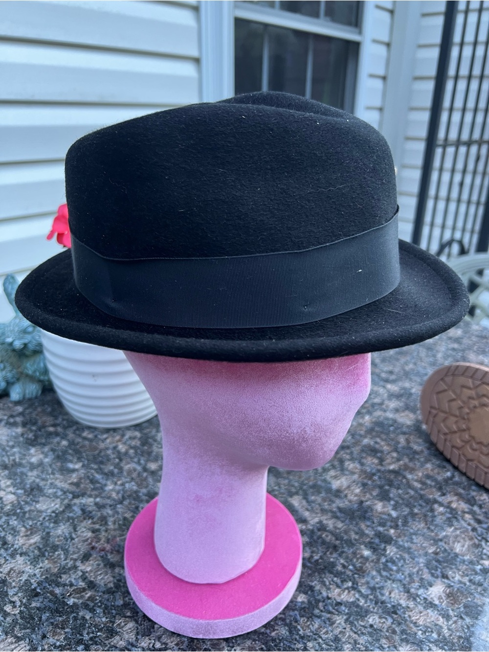 Men's Black Felt Bowler Hat with Grosgrain band